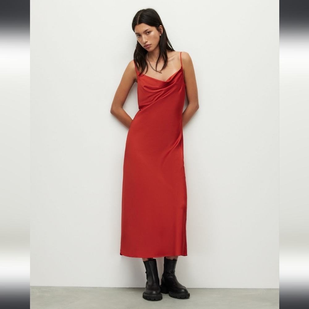 Allsaints  Midi Slip Dress with Cowl Neck